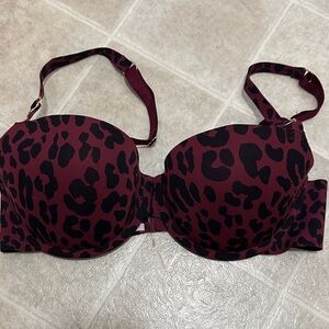 Stella McCartney Burgundy Leopard Print Bra